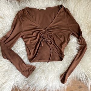 Ruched crop top with tie